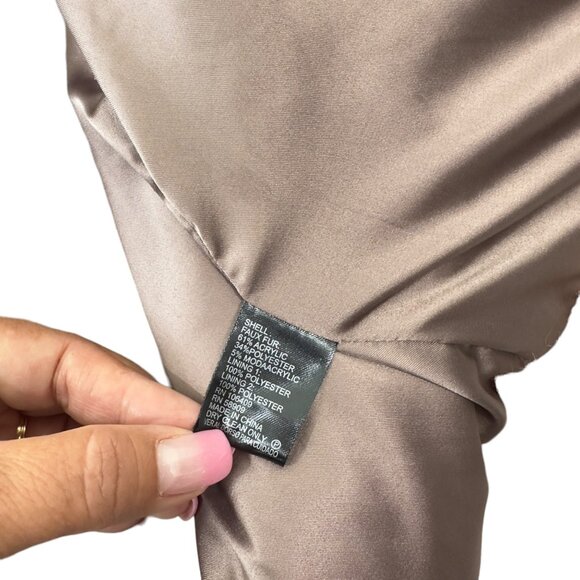 Tahari ASL Faux Fur Vest Beige Women SZ Medium -Open Front - Picture 4 of 11